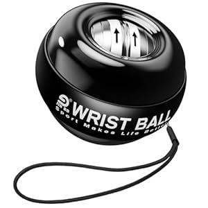 JIN BD Wrist Trainer Ball Auto-Start Gyroscopic Forearm Exerciser Gyro Ball for Strengthen Arms, Fingers, Grip and Muscles Black Diamond (No Light