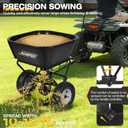 AugFir Tow Behind Broadcast Spreader, 130 LBS Capacity Lawn Fertilizer Spreader for Riding Mower, ATV, UTV & Tractor, 12 FT Spread Width Pull Behind Spreader Seeder for Grass Seed, Salt, Ice Melt