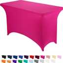 Peomeise 4FT Spandex Table Cover Rectangular Stretch Spandex Tablecloth (Fuchsia,4FT)