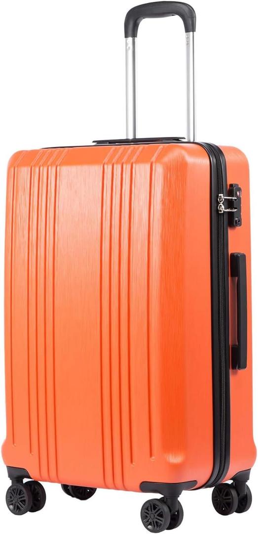 Coolife Luggage PC+ABS Hardshell Suitcase with TSA Lock, Spinner Carry On Lightweight (Orange, S(20in Carry On))