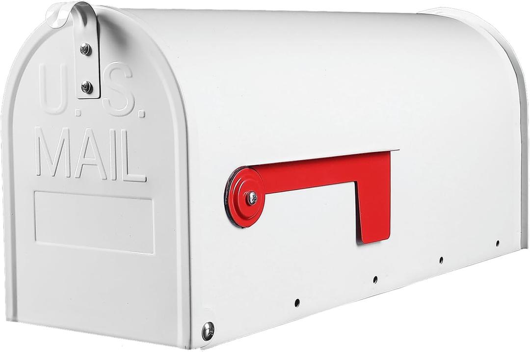 Mail Boxes for House Outside, RAINHOL White Mailboxes for Outside, Galvanized Steel Post-Mount Mailboxes, 19 x 8.7 x 6.7 Inches