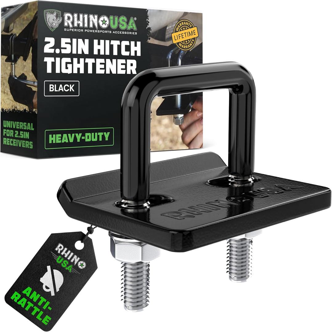 Rhino USA Hitch Tightener Anti Rattle Clamp (for 2.5 inch Hitches) Heavy Duty Steel Trailer Hitch Stabilizer - Weatherproof Protective Anti-Rust Silencer for Bike Rack, Hitch Receiver & More!