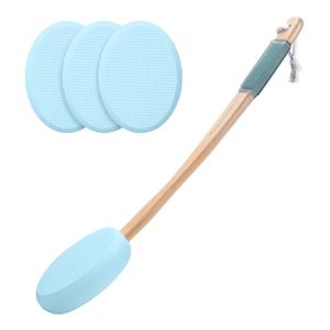AmazerBath Lotion Applicator for Back, Feet, 4 Replaceable Pads with Long Handle, Back Sunscreen Applicator for Elderly, Women, Apply Cream Medicine Skin Cream Moisturizer Sunscreen Tanner, Blue