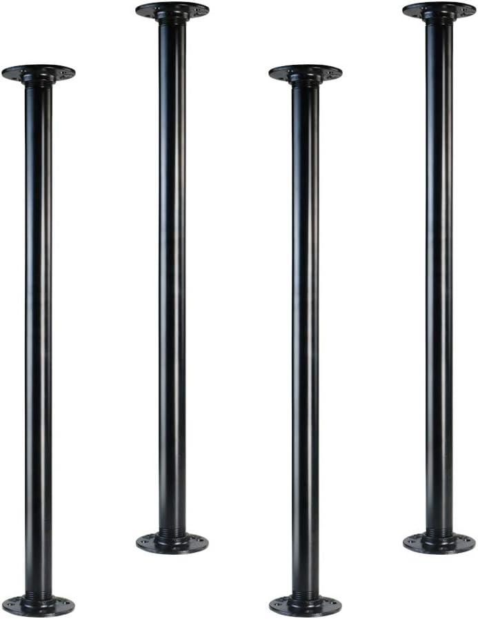 GeilSpace 24" Industrial Pipe Table Legs, Metal Pipes and Flanges for Custom Vintage Tables and Furniture, Rustic DIY Desk Legs, Shelf Support, Set of 4 (1" 24", Black)