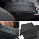 INTGET Center Console Cover for Mazda CX5 Accessories 2026/CX50 CX-50 2023 2024 2025 2026 Car Interior Leather Armrest Arm Rest Lid Cushion Pad Protector (2023+, Black Stitches with Pattern)