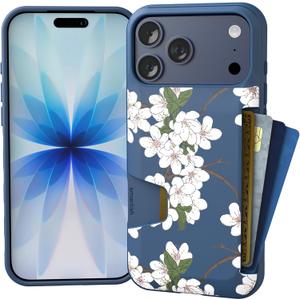 Smartish iPhone 17 Pro Max Wallet Case - Wallet Slayer Vol. 1 [Slim + Protective] Credit Card Holder - Drop Tested Flip Hidden Card Slot Cover for Apple iPhone 17 Pro Max - Very Cherry Blossom