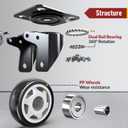 4 inch Swivel Caster Wheels with Safety TotalLock, 360Degree Heavy Duty Plate Casters MaxLoad Capacity2400lbs, Black (Set of 8)