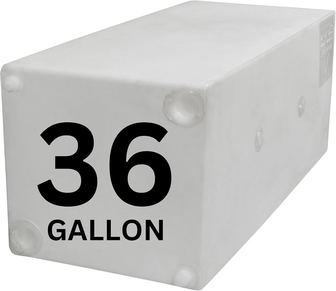 36 Gallon RV Fresh Water Tank, Potable Water Storage Tank for Drinking, Cooking, Cleaning, Showering, for Campers, Trailers, Motorhomes, RVs, Cube Shape, 37" x 16" x 15" (WT-5549)