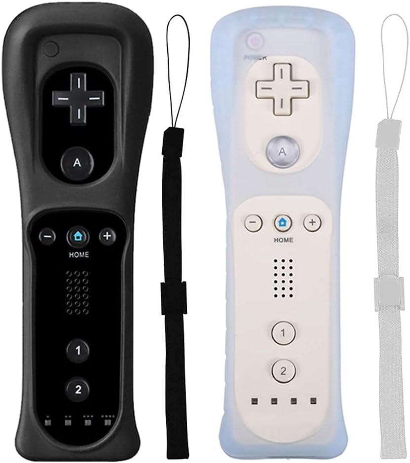 Wii Remote Controller, 2 Packs Upgrade Wii Wireless Controller Compatible with Wii Wii U(Black and White)