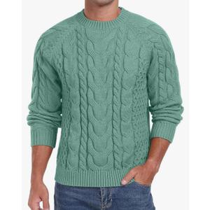 Askdeer Men's Pullover Sweater Cable Knit Crewneck Sweater Long Sleeve Classic Casual Sweater Tops, S