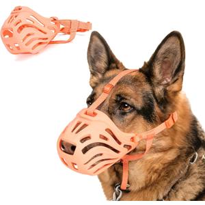 Breathable Dog Muzzle to Prevents Chewing and Biting, Adjustable Mouth Cover, Silicone Pet Muzzles for Grooming Trimming Training (Pink, #5)
