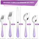 Gradient Purple Silverware set for 4,Stainless Steel Flatware Set,20 Piece Tableware Cutlery Set,Mirror Polished Utensils Sets for Kitchen,Reusable Dinnerware Sets Service for 4,Dishwasher Safe