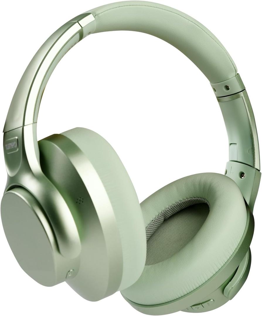 TUINYO Wireless Headphones - Noise Cancelling Over Ear Bluetooth Headphones with 60H Playtime, Deep Bass Hi-Fi Stereo Sound & Comfortable Earpads for Travel, Home and Office-Green