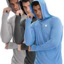 TELALEO 3 Pack Men's UPF 50+ Sun Protection Lightweight Hoodie Performance Long Sleeve SPF UV Shirt for Fishing Running (L)