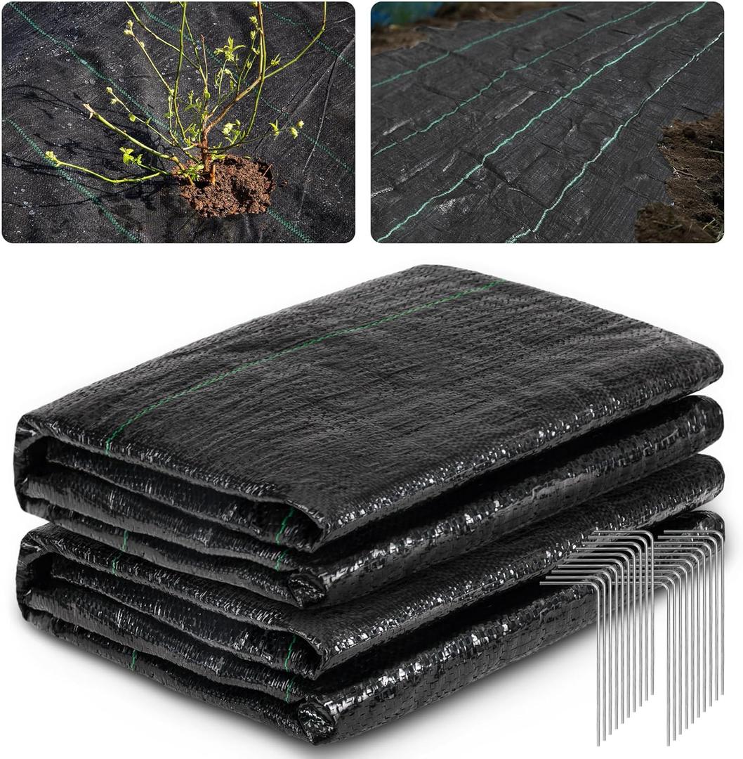 4x30ft Landscape Fabric Heavy Duty,Thicken Block Gardening Ground Cover Mat,Garden Cloth,Black Plastic Ground Cover,Commercial Driveway Fabric (4 * 30ft, 2Pack)