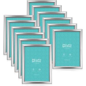 LaVie Home 5x7 Picture Frames (12 Pack, Silver) Simple Designed Photo Frames for Wall Mount Display, Set of 12 Classic Collection