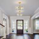 Semi Flush Mount Ceiling Light Gold Acrylic Ceiling Light Fixture 4-Light Foyer Lighting fixtures for Living Room,Hallway,Bedroom,Kitchen Island,Dining Room