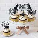 16PCS Black Glitter Prom 2026 Cupcake Toppers - Class of 2026 Senior High School Prom Night Graduation Party Decorations, 5.9''x5.5"