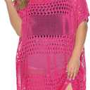Chalier Womens Swimsuit Coverup Crochet Bathing Suit Cover Up, Plus Size Beach Cover Ups Hollow Out Bikini Dress (Hollow Rose, Size Plus (1 Pack))