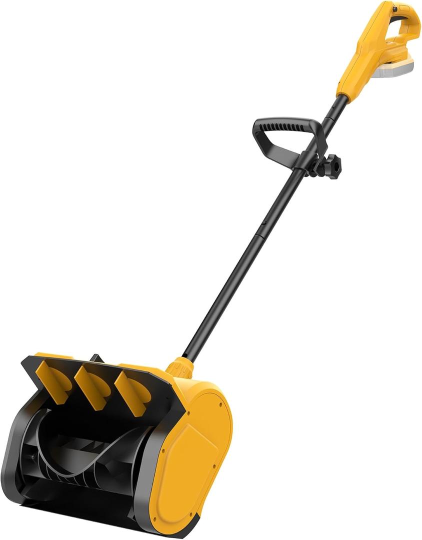 12" Cordless Snow Shovel Compatible with Dewalt 20V Max Battery(NO Battery) Electric Snow Shovel with Directional Plate & Adjustable Front Handle, Cordless Snow Blower for Driveway/Patio (Yellow, A)