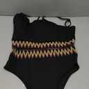 Lilosy High Waisted Tummy Control Ribbed Bikini Crop Top Brazilian Swimsuit Set 2 Piece (Large, Chevron Black)