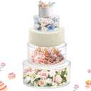 3Pcs Acrylic Cake Display Stand 6'' 8'' 10'' Round 3 Tier Clear Cylinder Cake Box for Wedding Birthday Party Decor(6 / 8 / 10 Inch)