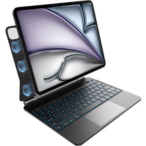 nimin Keyboard Case for 2024 iPad Air 13 and iPad Pro 12.9 6th, 5th, 4th, 3rd Gen,Magic Keyboard for iPad Pro 12.9, Trackpad,Magnetic Attach,7-Color Backlight, Auto Sleep/Wake,Obsidian Black