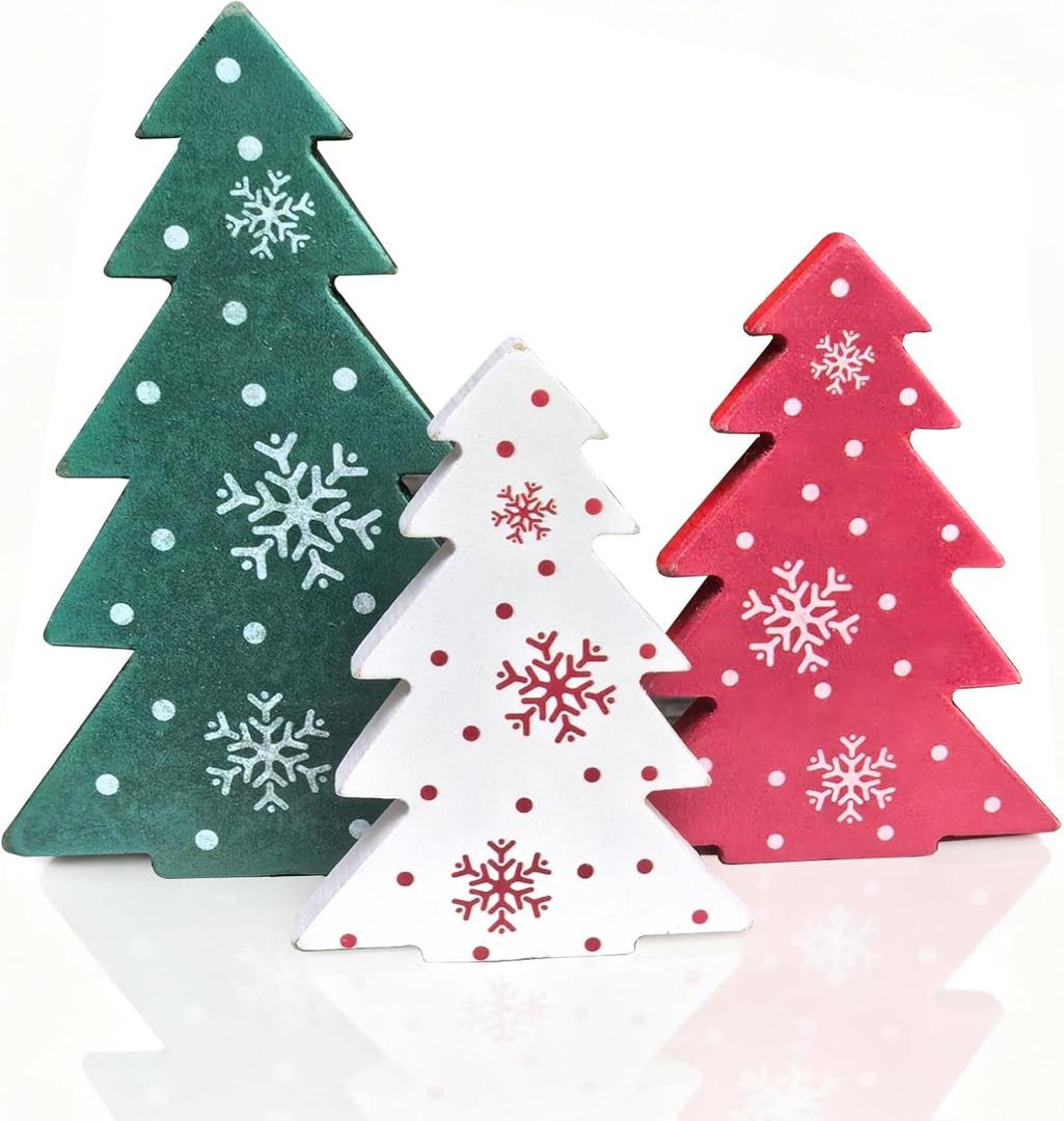 Wooden Mini Christmas Tree Decor Tabletop Centerpieces Wooden Xmas Tree Signs for Indoor Christmas Decorations Holiday Party Ornament