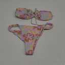 GORGLITTER Women's Strapless Swimsuit Bandeau Floral High Cut Thong Cheeky Sexy Bikini Set,XL