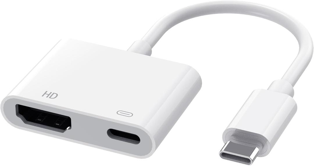 AIRSKY USB C to HDMI Adapter for iPhone 15/16 to TV, Type C to HDMI Adapter, with 100W Fast Charging and 4K@60Hz, Compatible with iPhone15 iPhone16 MacBook Ipad (White)