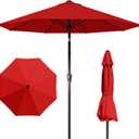 9FT Patio Umbrella with Fiberglass Ribs, Outdoor Market Table Umbrella with Crank and Tilt, UV Resistant Waterproof Canopy for Patio, Garden, Deck, Pool, Red