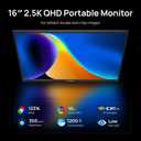 ARZOPA 16" 2.5K Portable Monitor, 2560x1600 QHD IPS Display 123% sRGB