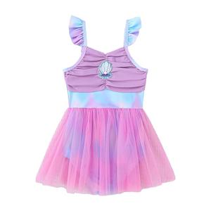 Ikevan Toddler Swimsuit Girl Mermaid Baby Bathing Suit Girl Summer One Piece Girls Swimwear Ruffle Sleeve Swimsuits 4-5 Y