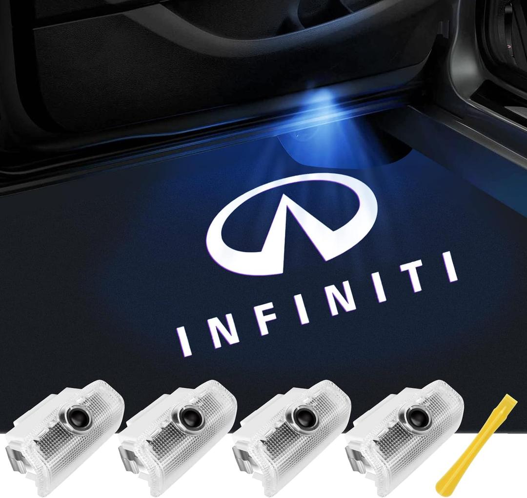 No Fade Car Door Lights Logo Compatible with Infiniti, LED Welcome Lights Accessories for Q50 Q60 Q70 G25 G37 QX50/56/60/70/80 M25/35/37/45/56 FX35/37/45/50 EX25/35/37 (IF-4pcs)