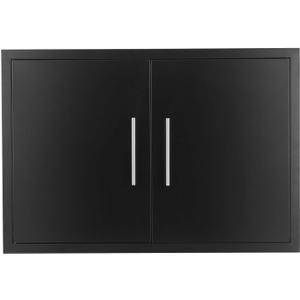 JIE JIN Outdoor Kitchen Doors 31" W X 24" H Double Doors 1.2mm Thickness Stainless Steel BBQ Access Door BBQ Island Doors Outdoor Kitchen Accessories Door for Outdoor Kitchen BBQ Island (Black)