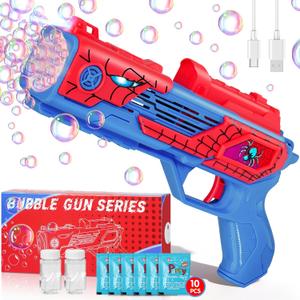 Rechargeable Bubble Gun for Kids, Toys for Boys 3-4, 4-6, Bubble Machine for Kids, Outdoor Toys for Kids Age 4-8, Easter, Summer, Wedding, Party Favors, Halloween, Birthday Gifts (Red)