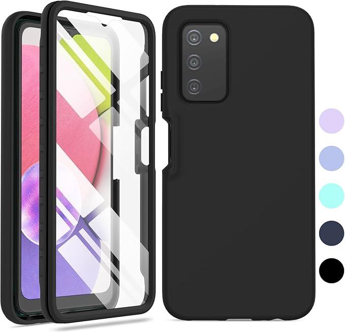 for Samsung Galaxy A03s Phone Case: Shockproof Silicone Slim Cover Hybrid Protective Cell Case - Durable TPU Dual Layer Drop-Proof Cover (Black)
