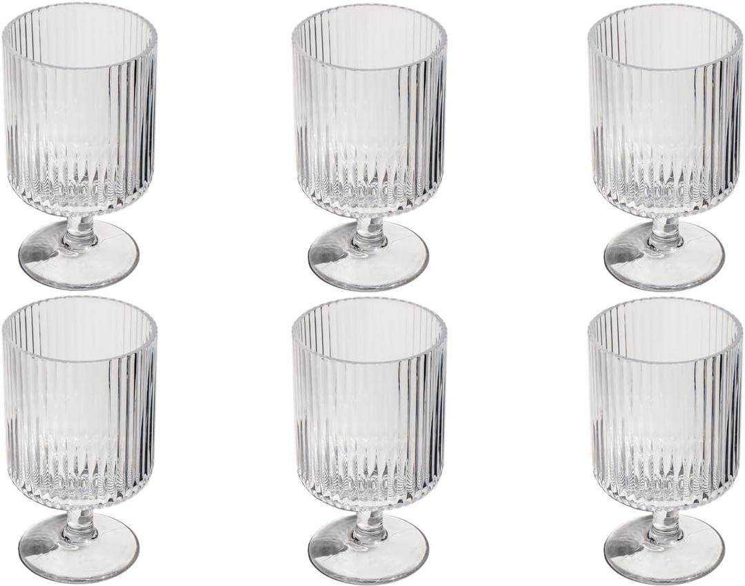 Mesa Mini Stacking Premium Acrylic Drinkware Indoor/Outdoor, Goblet, Clear, 10oz, Set of 6