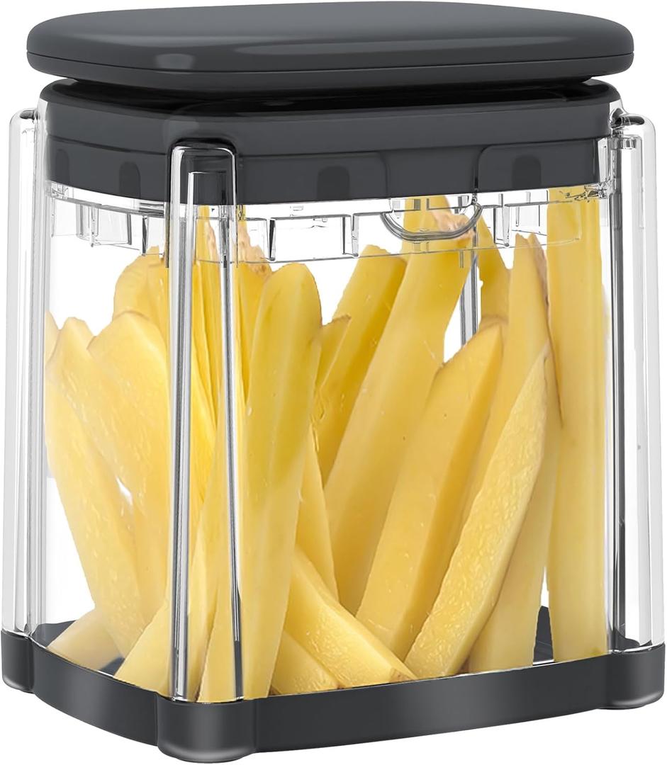 French Fry Cutter, Solucky Potato Onion Cutter, Professional Homestyle Vegetable Chopper Dicer, Great for Potatoes Carrots Cucumbers Zucchini Peppers 3/8 inch Blade(Only 1 Blade) (Charcoal)