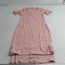 Peauty Maternity Square Neck Bodycon Dress Ribbed Maxi Maternity Dress Photoshoot Short Sleeve Baby Shower Dress (Medium, Pink)