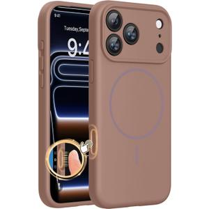Miracase Magnetic for iPhone 17 Pro Case, Compatible with MagSafe, Integrated Silicone Camera Control Cover, 3.0mm Thicken Shockproof Drop Protection Phone Case for 17 Pro,Chocolate