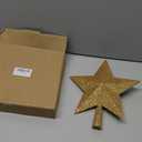 Glitter Christmas Star Tree Topper for Holiday Decorations, Christmas Tree Decoration for Holiday Ornament and Home Decor, Shatterproof Tree Toppers for Party Indoor  Outdoor-Gold 10 inch