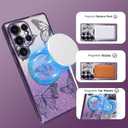Case Fit for Samsung Galaxy S25 Ultra 6.9 Inch [Compatible with MagSafe] Glitter Bling Case [2 Pieces of Butterfly Design] Soft TPU Shockproof Anti-Scratch Phone Cover for Women - Purple