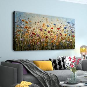 Sorbrozo Large Wildflower Meadow Canvas Wall Art Colorful Floral Nature Landscape Print Modern Living Room Decor 20x40in