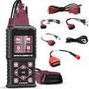 OBD2 Motorcycle Diagnostic Tool with Euro-5 Cable, Motorcycle Fault Code Reader and Scanner, Compatible with Yamaha 2/3/4-Pin, Kawasaki 4-6-Pin, Honda 4-Pin, and OBDII Motorcycles
