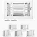 VEVOR 6 x 10 Inch Air Vent Covers, 6-Pack Return Air Vent Cover, HVAC 3-Direction Iron Vent Grilles for Wall & Ceiling, Rustproof Anti-Peeling Air Vents Deflector Adjustable with Metal Damper, White