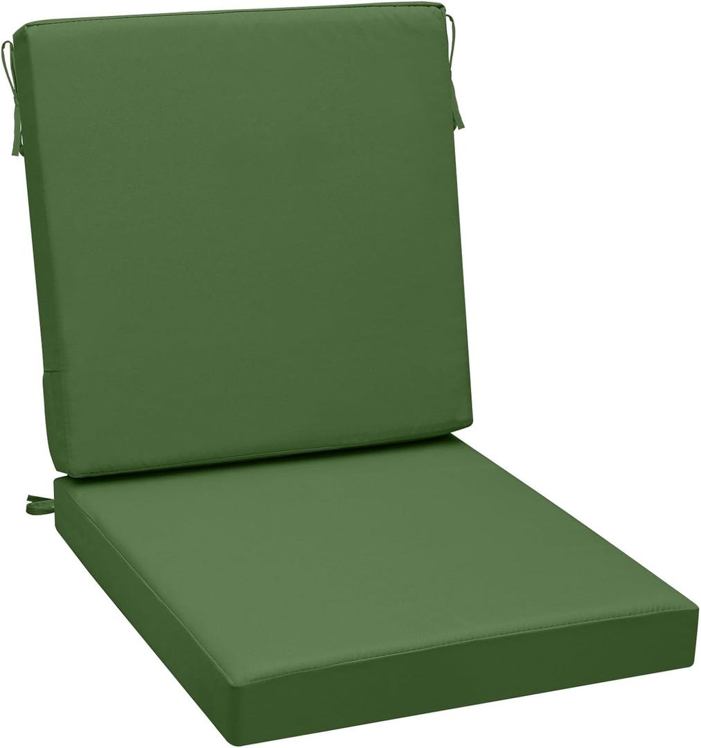 AAAAAcessories Outdoor Seat Cushions for Chairs, One-Piece Design, Fade-Resistant, Waterproof Patio Furniture Replacement Cushions, 20" x 20" x 3" + 20" x 20" x 3", Dark Moss Green