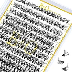 Lash Clusters 40D-0.07D-12 B&Q LASH Individual Lashes 280 Clusters False Eyelash 10D 20D 30D 40D Lash Clusters Extensions Individual Lashes Cluster DIY Eyelash Extensions at Home (40D-0.07D, 12MM)