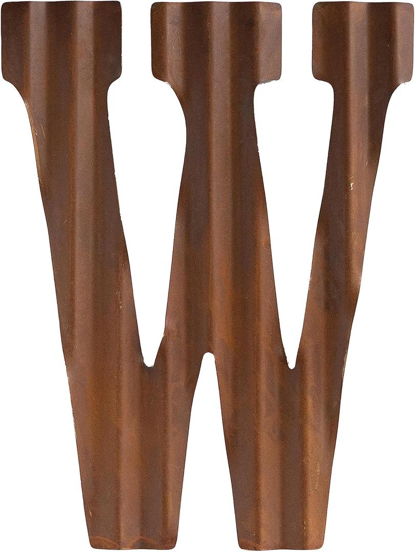 COLLECTIVE HOME - 12" Metal Letters for Wall Decor, Corrugated Rusty Letters, Rustic Hanging Wall Decor, Monogram Hanging Farmhouse Decor, Alphabet Signs for Office Bedroom Living Room Kitchen (W)