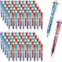 Aodaer 96 Pieces Multicolor Ballpoint Pens, 0.5 mm 6 Colors Transparent Barrel Ballpoint Pen, 6-in-1 Multicolor Retractable Pens for Office Supplies Party Favors Gifts